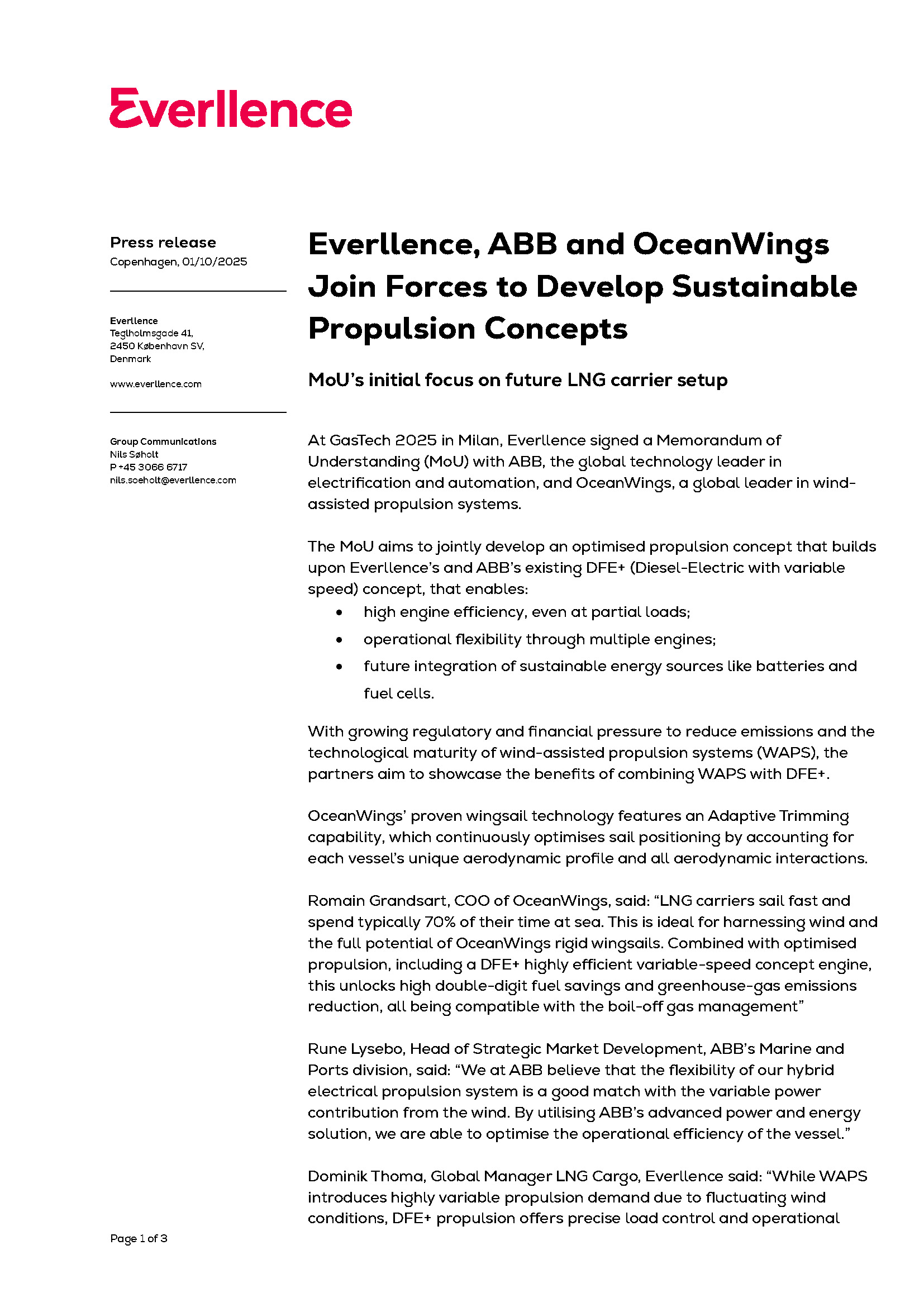 Everllence, ABB and OceanWings Join Forces to Develop Sustainable Propulsion Concepts
